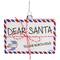 Envelope USPS "Dear Santa" with Stripes Glass Christmas Ornament - 3.5" - Red